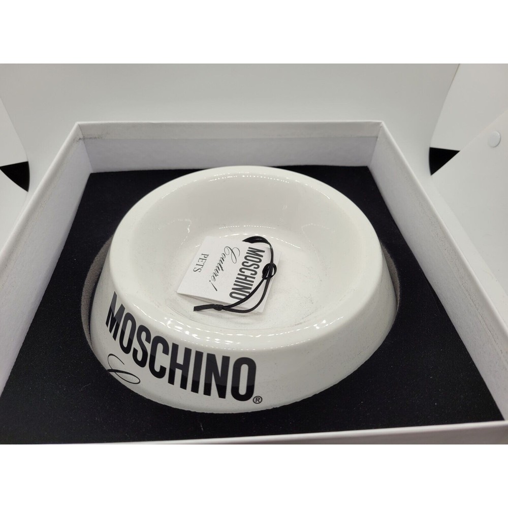 MOSCHINO Couture Logo Printed Ceramic Dog Bowl New
